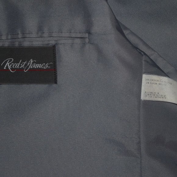 REED ST JAMES Men's Suit Jacket Coat 46L Pants Sz 36 x 30 Gray Pin-Stripe - Picture 13 of 16
